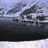 Crater Lake, Cordova alaska in Snowy Mist Landscape painting by David Rosenthal